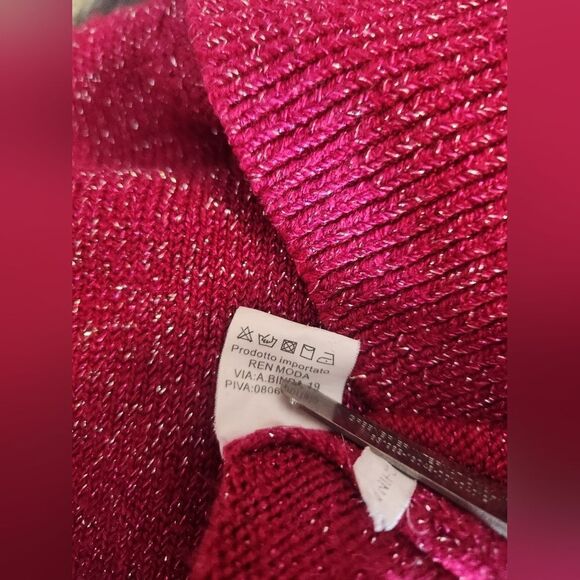 Ren Moda M/L DarkRaspberry CowlNeck LngSlv Knitted WOOLBlendSequin Women Sweater - Picture 5 of 9